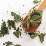 detoxify. balance. regenerate. Wildcraft, hand-picked and shade-dried tender nettle leaves from high altitudes of the Himalayas together with organic cacao shell act as a powerful detoxifier, combatting oxidative and environmental stress. Harvested by myriad cultures for its herbal and talismanic properties, nettle has more silica than any other plant, boosting collagen and elasticity.